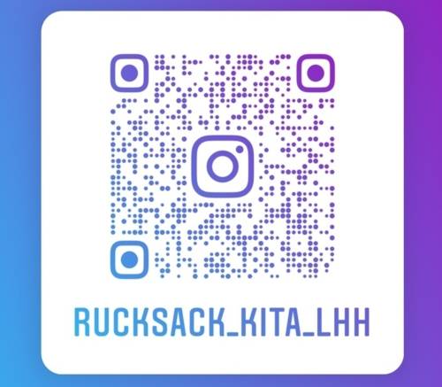 Bild vom QR Code Rucksack KiTa in blau und lila Tönen